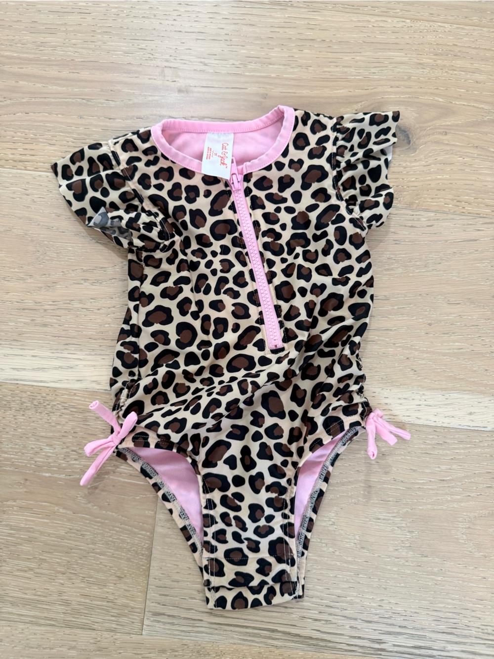 Cat & Jack Leopard Print One-Piece Swimsuit with Pink Trim